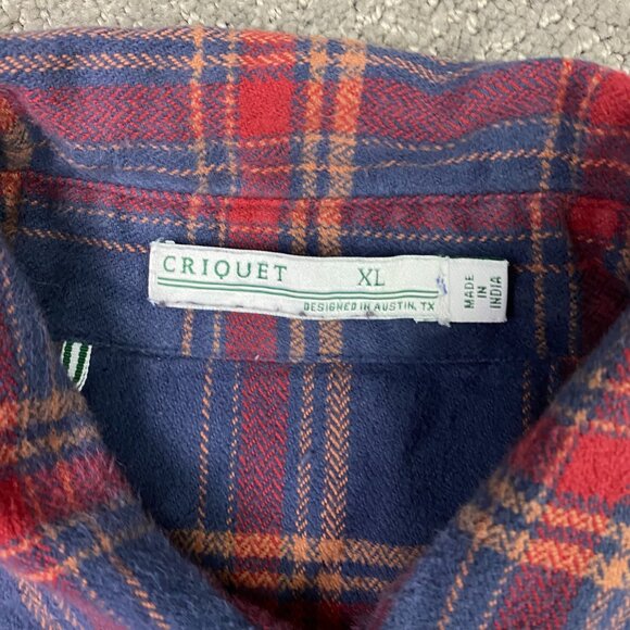 Criquet Flannel Pearl Snap Shirt Jacket Shacket Heavyweight Men's XL Plaid Red - Picture 6 of 13